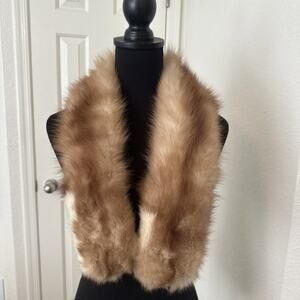 Vintage Marten Sable Fur Wrap Shawl Stole Womens Collar Scarf 38” Velvet Lined